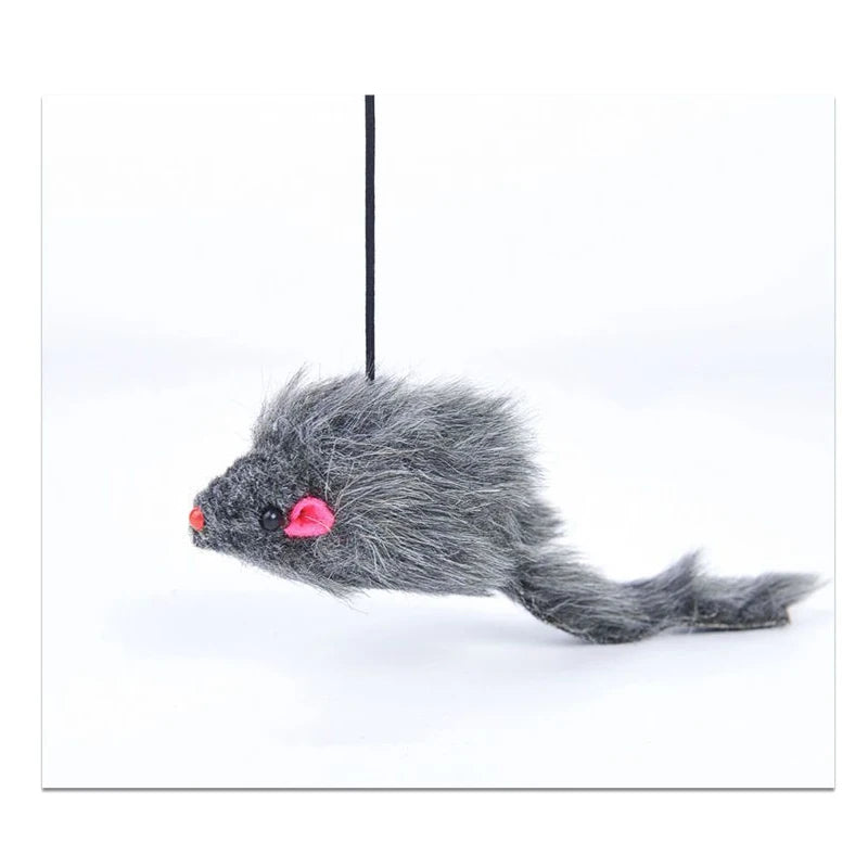Hanging Mouse Toy – Interactive Door Cat Teaser with Feathers