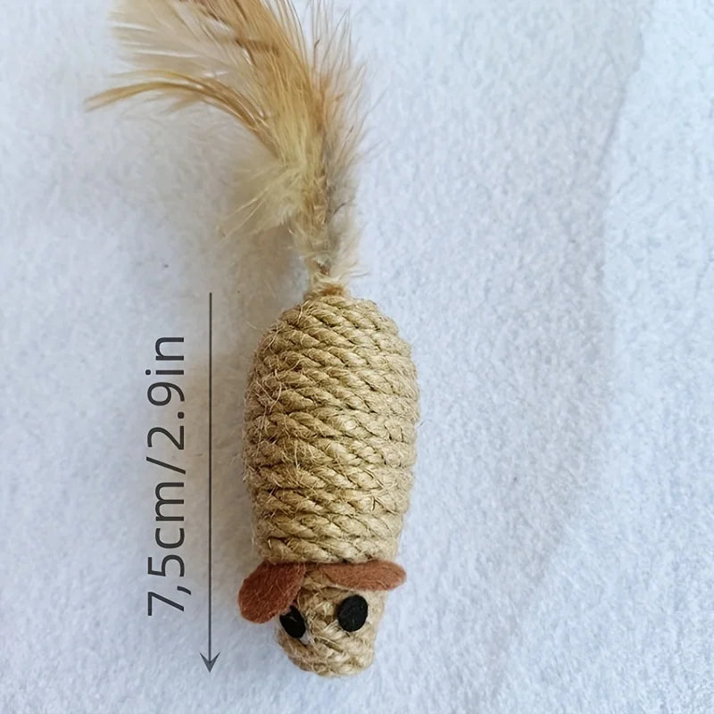 Sisal Mouse Cat Toy β Interactive Plush for Self-Play