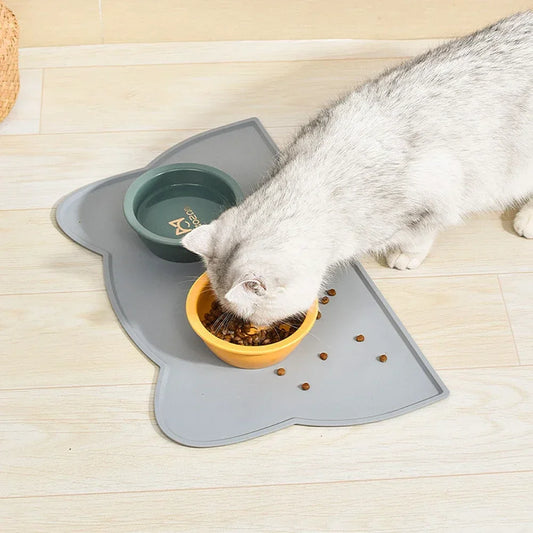 Cat Head Waterproof Feeding Mat — Non-Slip, Easy-Clean Silicone