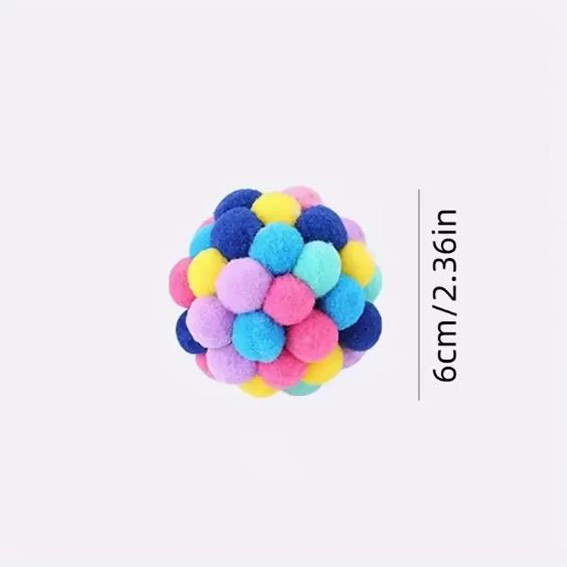 Colorful Plush Bouncy Bell Ball – Multicolor Cat Toy
