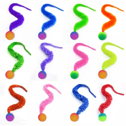 Colorful Bouncing Caterpillar Toy – Elastic Interactive Cat Teaser