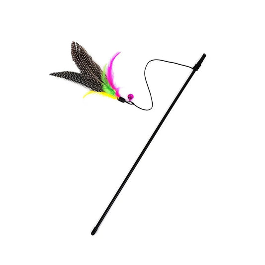 Cat Teaser Wand – Interactive Toy Rod with Bell & Feather