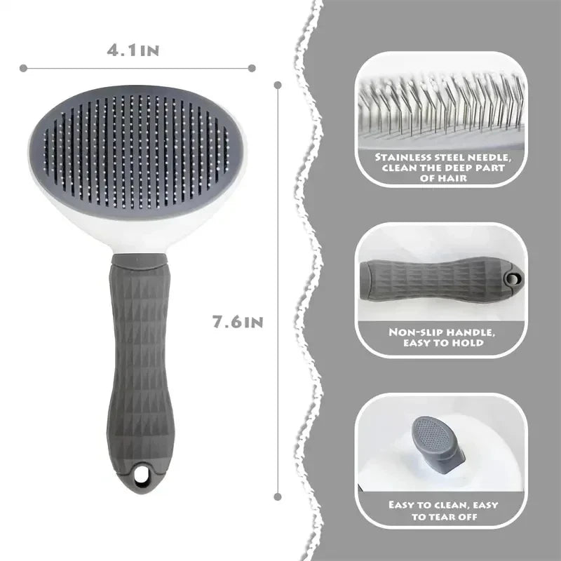 Self-Cleaning Pet Hair Remover Brush – Grooming Tool