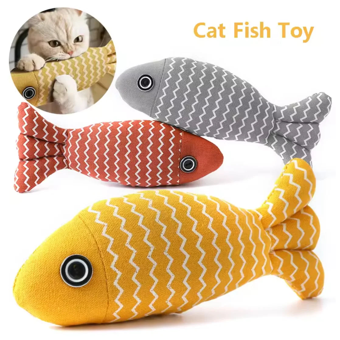 Linen Fish Chew Pillow – Realistic Catnip Training Toy