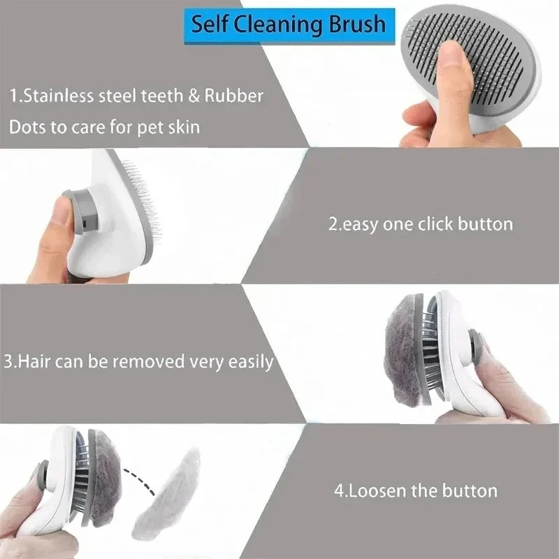 Self-Cleaning Pet Hair Remover Brush – Grooming Tool