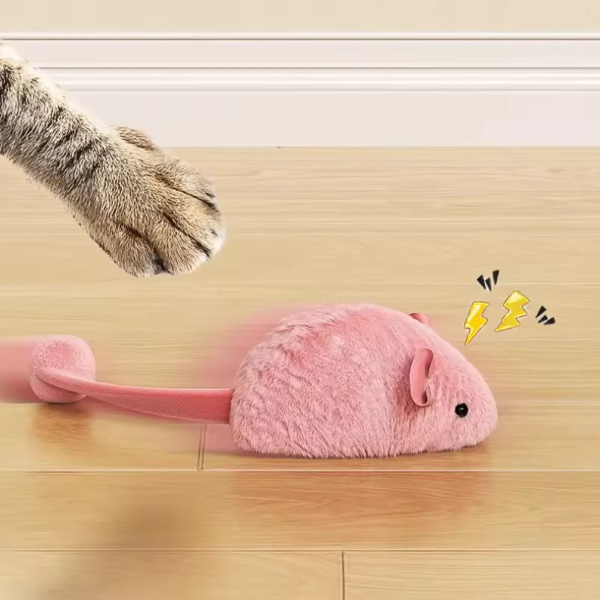 Interactive Plush Mouse Toy — Self-Play Simulation for Cats