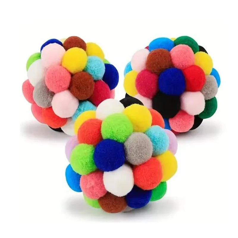 Colorful Plush Bouncy Bell Ball – Multicolor Cat Toy