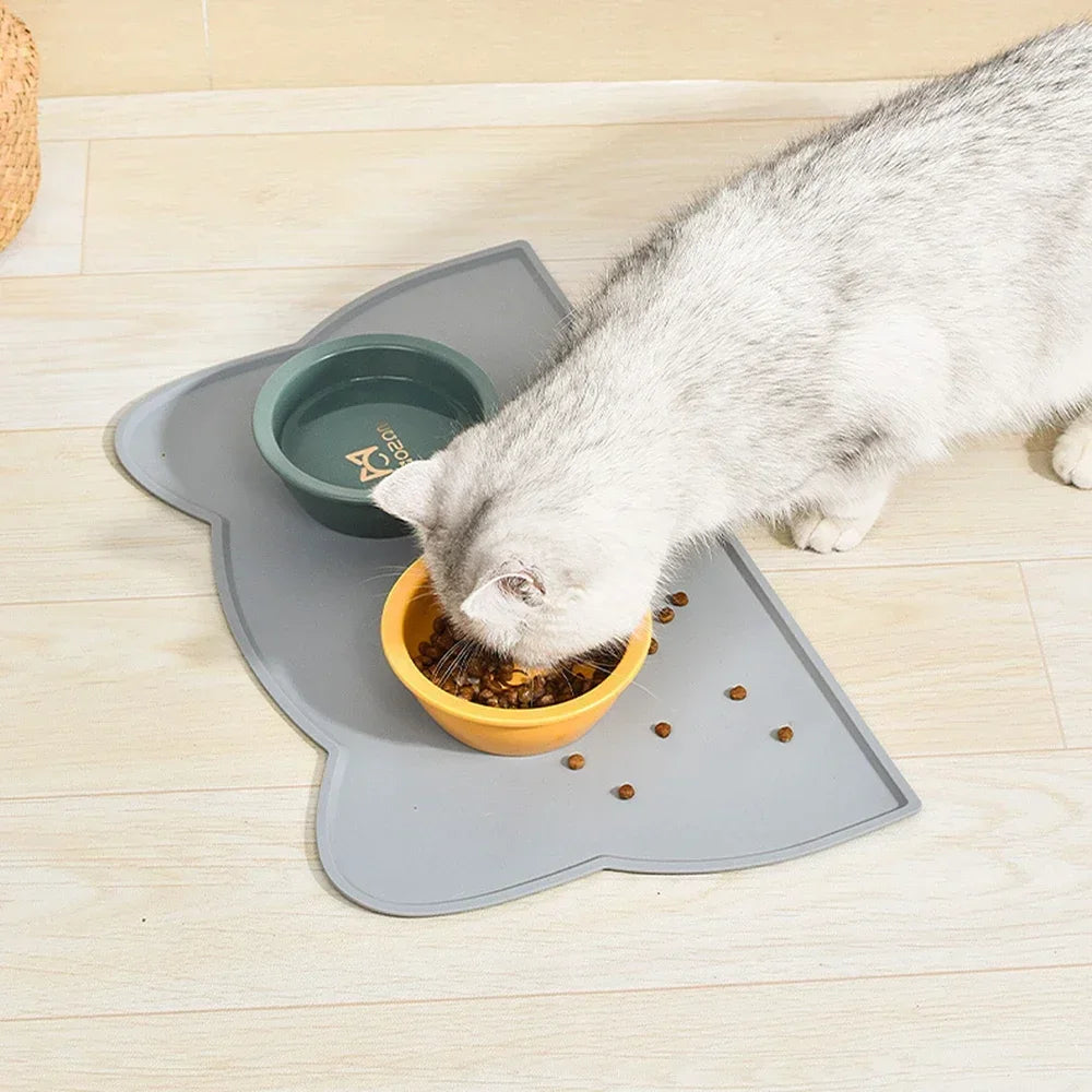 Cat Head Waterproof Feeding Mat — Non-Slip, Easy-Clean Silicone