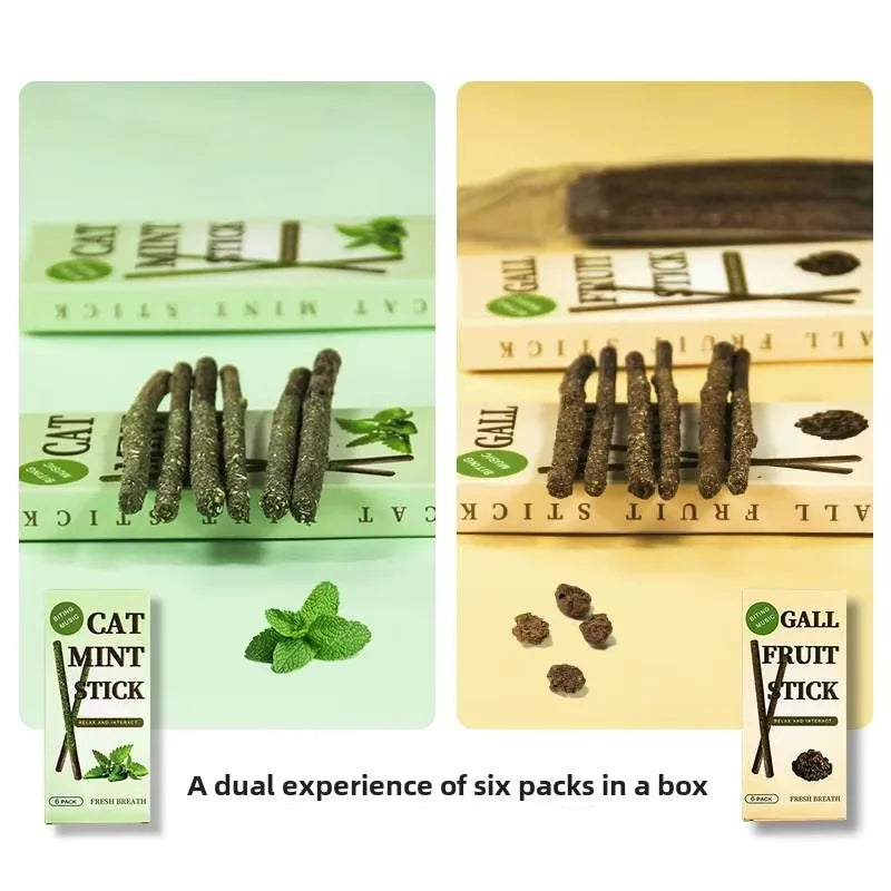 6pcs Natural Silvervine Cat Sticks – Chew, Play & Clean Teeth