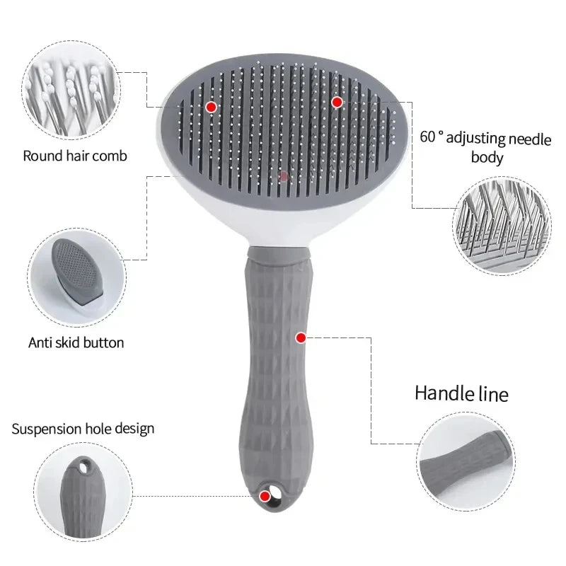 Self-Cleaning Pet Hair Remover Brush – Grooming Tool